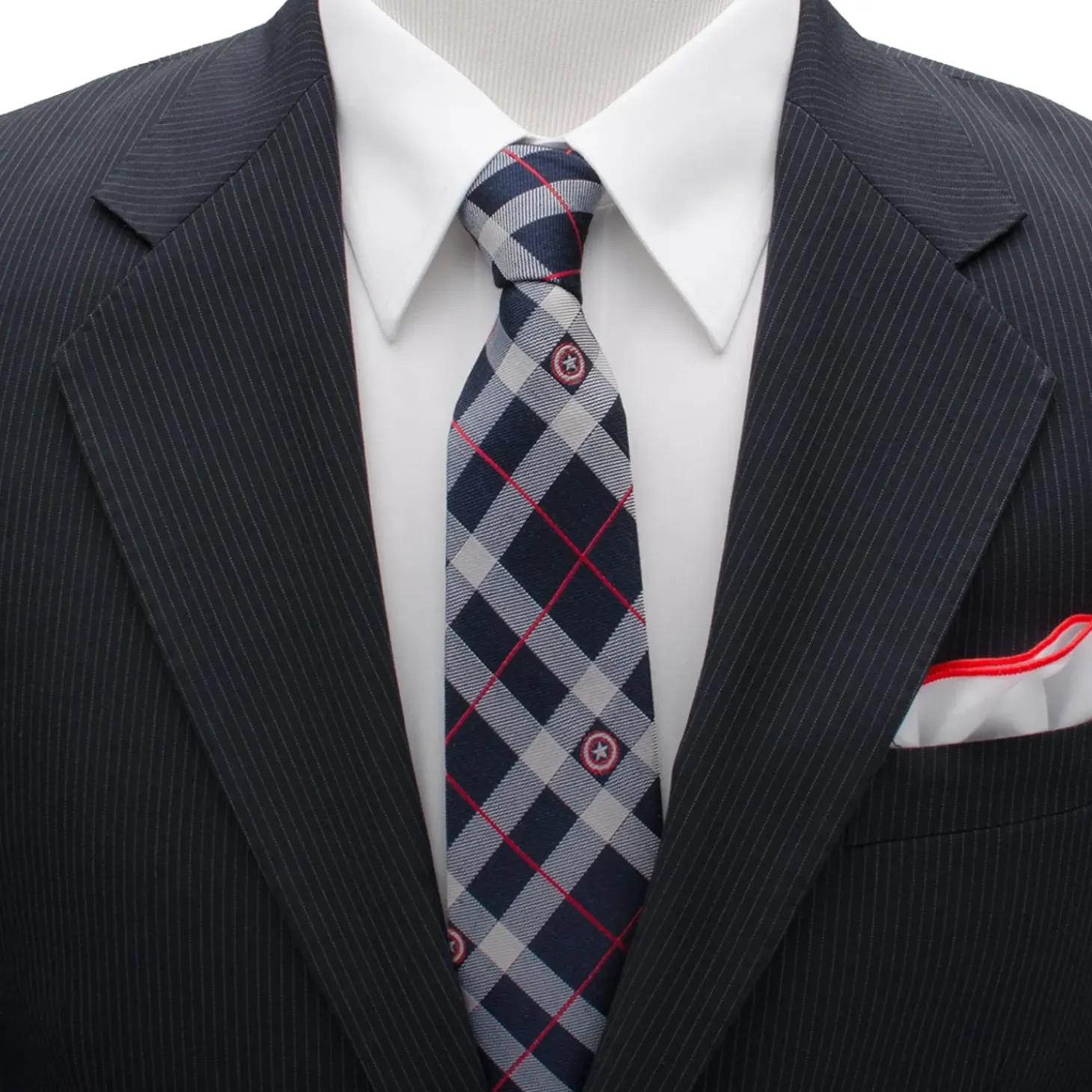 Marvel Captain America Blue Plaid Tie