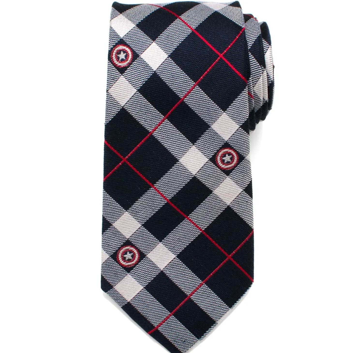 Marvel Captain America Blue Plaid Tie