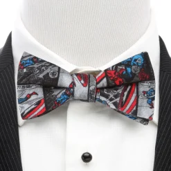 Marvel Captain America Comic Gray Men's Bow Tie