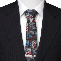 Marvel Captain America Comic Gray Men's Tie