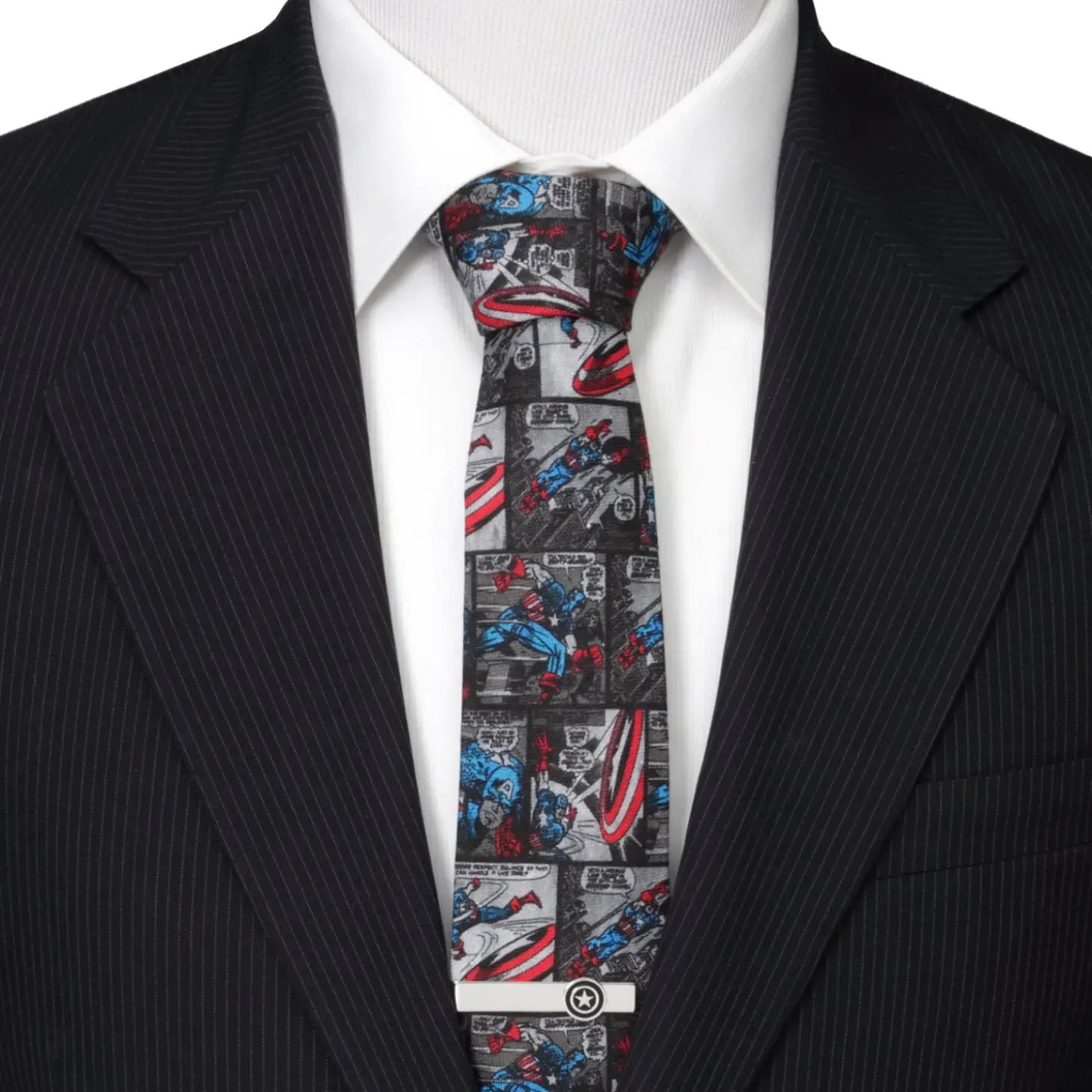 Marvel Captain America Comic Gray Men's Tie