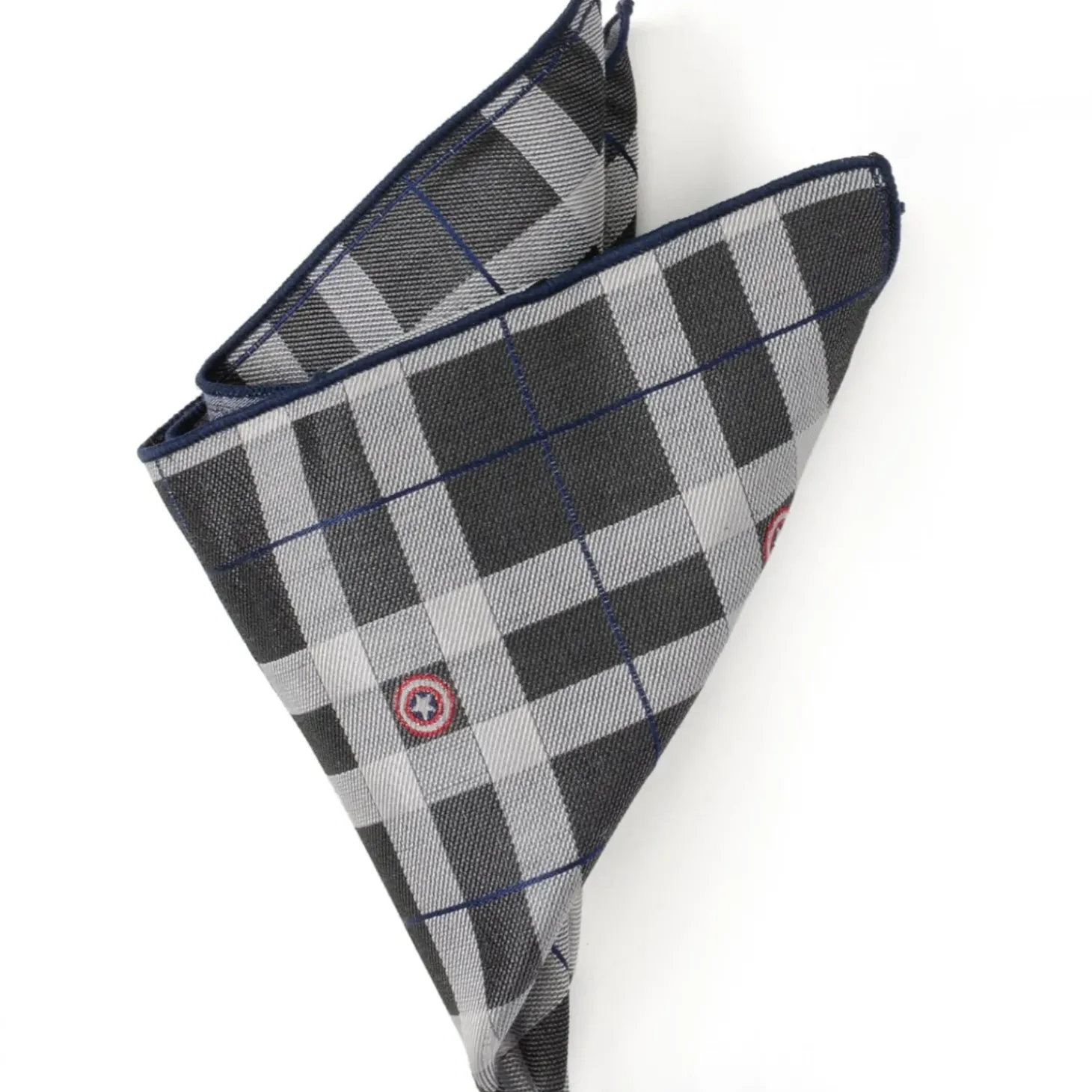 Marvel Captain America Gray Plaid Pocket Square