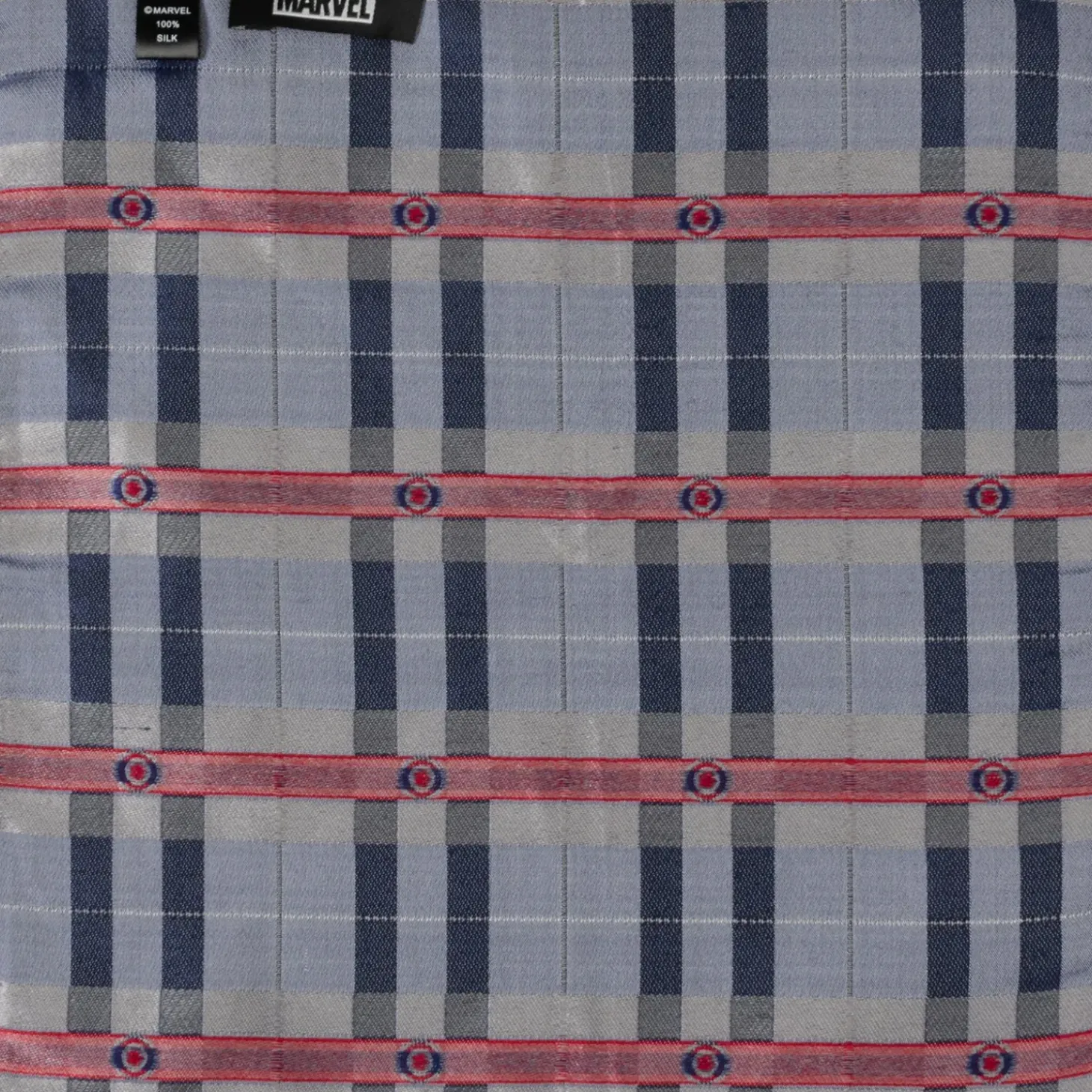 Marvel Captain America Gray Plaid Pocket Square