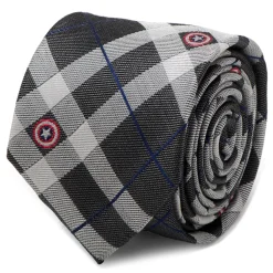 Marvel Captain America Gray Plaid Tie