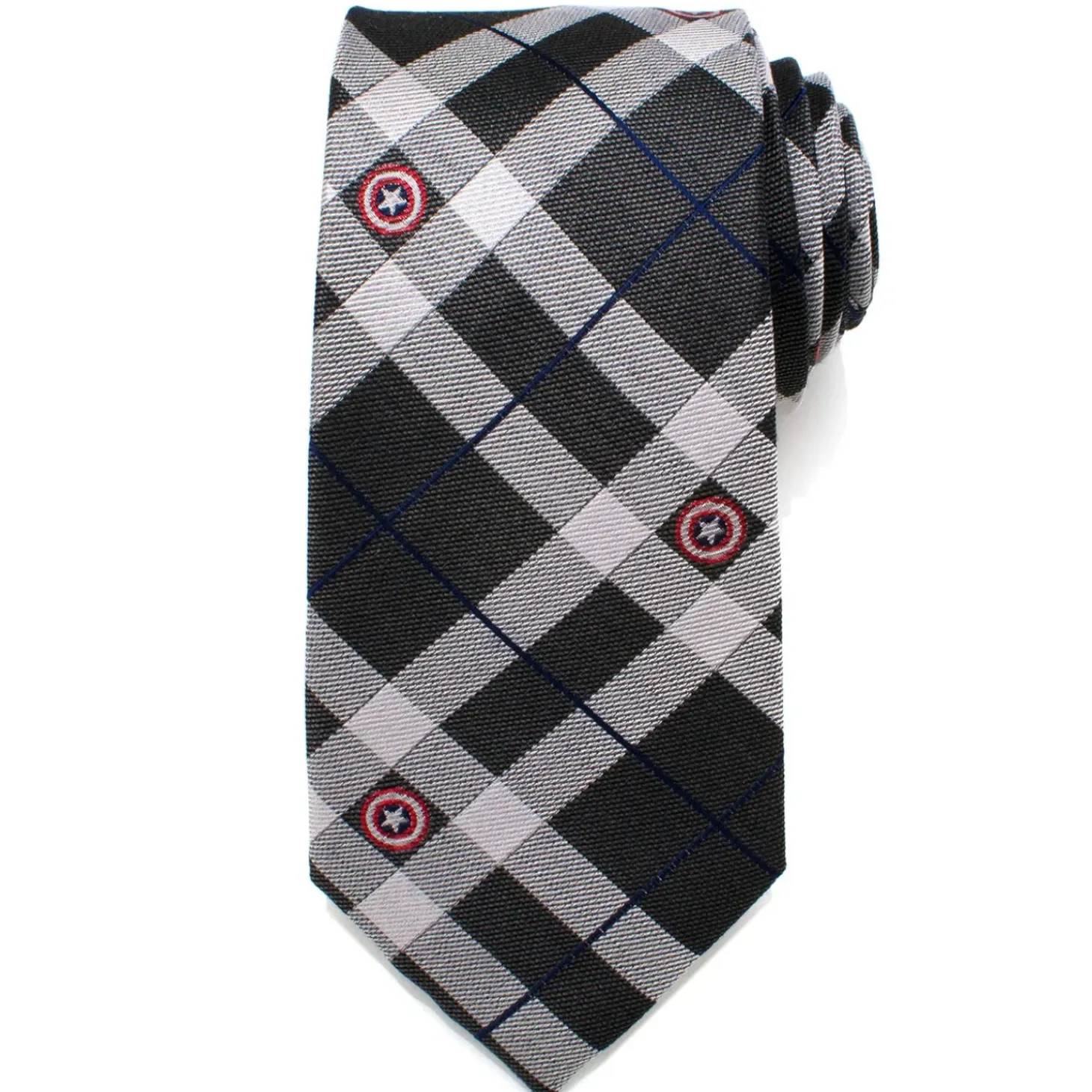 Marvel Captain America Gray Plaid Tie