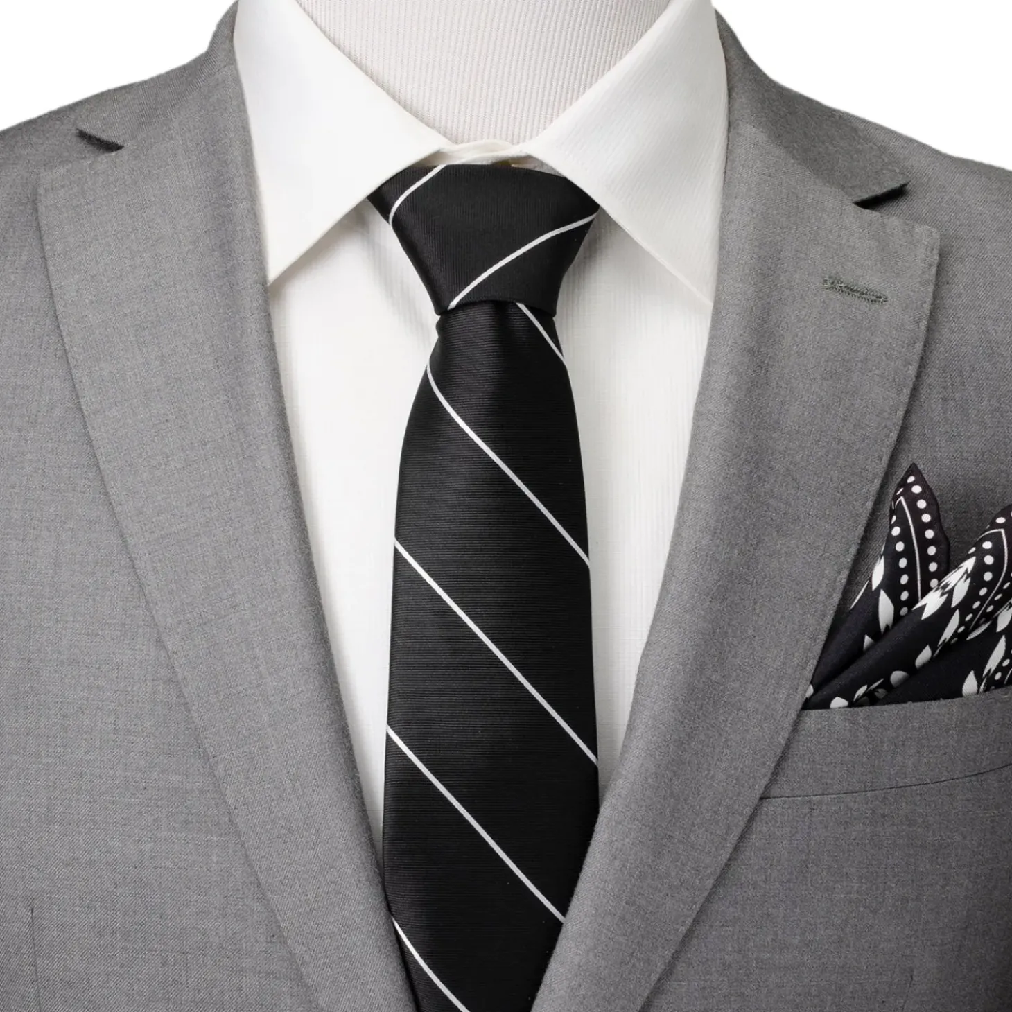Ox and Bull Trading Co. Classic Black Striped Silk Men's Tie