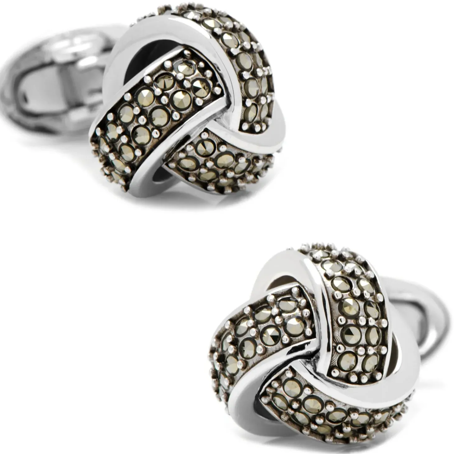 Jan Leslie Classic Knot with Marcasite Pave Cufflinks