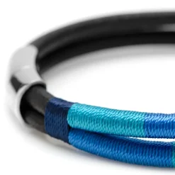 Tateossian Cobra Masai Silver Bracelet Blue Tones 18cm