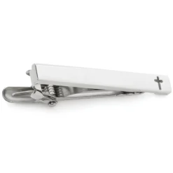 Ox and Bull Trading Co. Cross Cutout Stainless Steel Tie Clip
