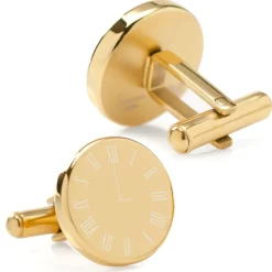 Ox and Bull Trading Co. Custom Clock Engravable Gold Cufflinks