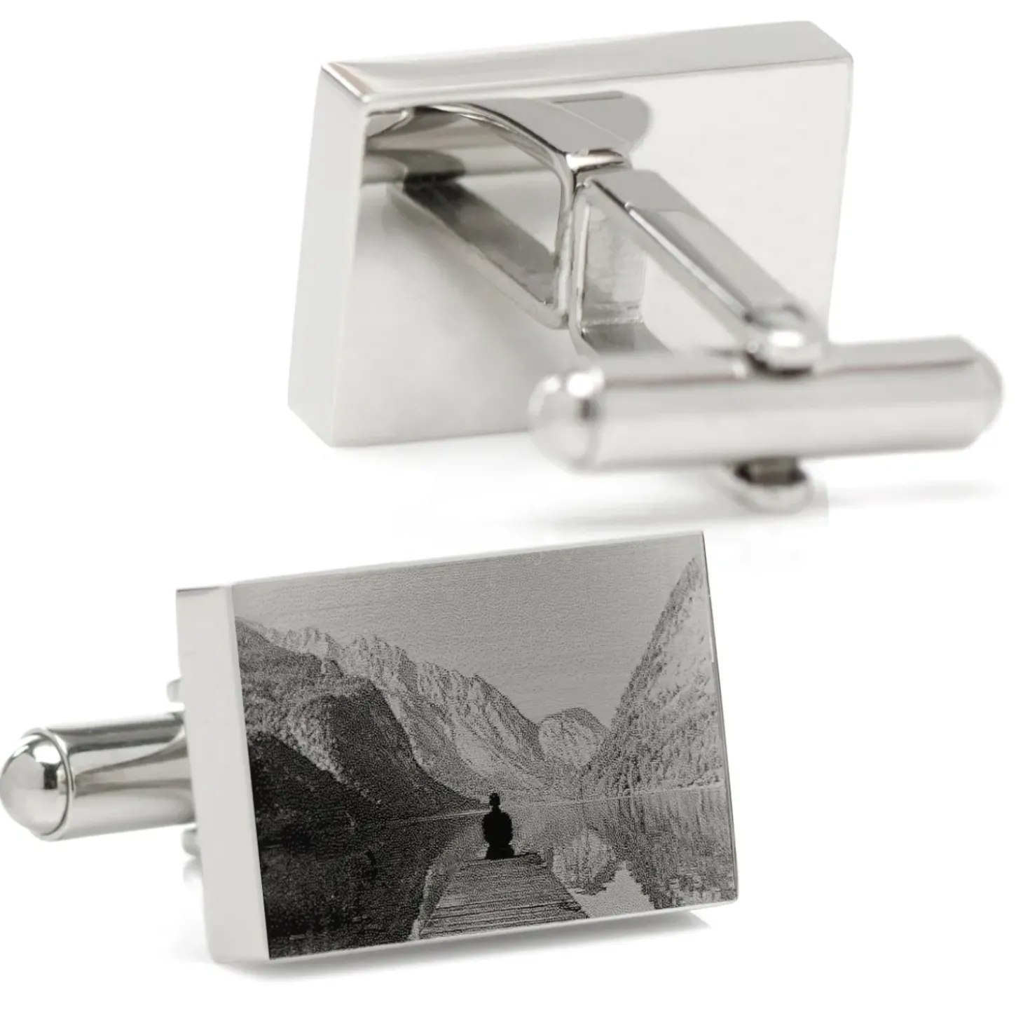 Ox and Bull Trading Co. Custom Engraved Block Photo Cufflinks