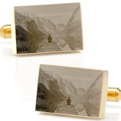 Ox and Bull Trading Co. Custom Engraved Gold Plated Block Cufflinks