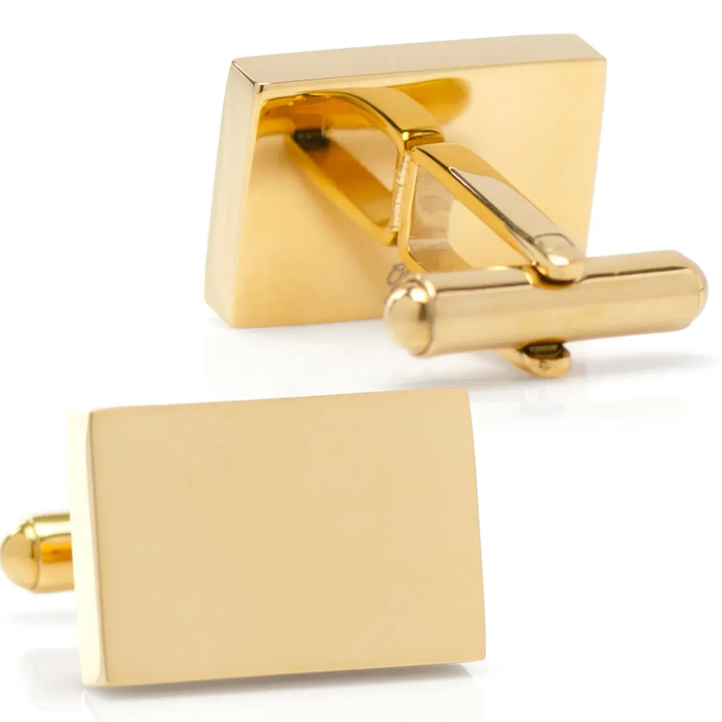 Ox and Bull Trading Co. Custom Engraved Gold Plated Block Cufflinks