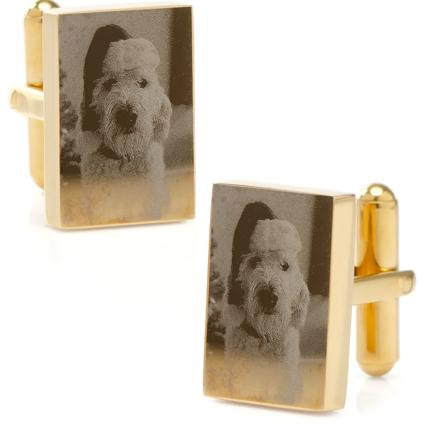Ox and Bull Trading Co. Custom Engraved Gold Plated Block Cufflinks