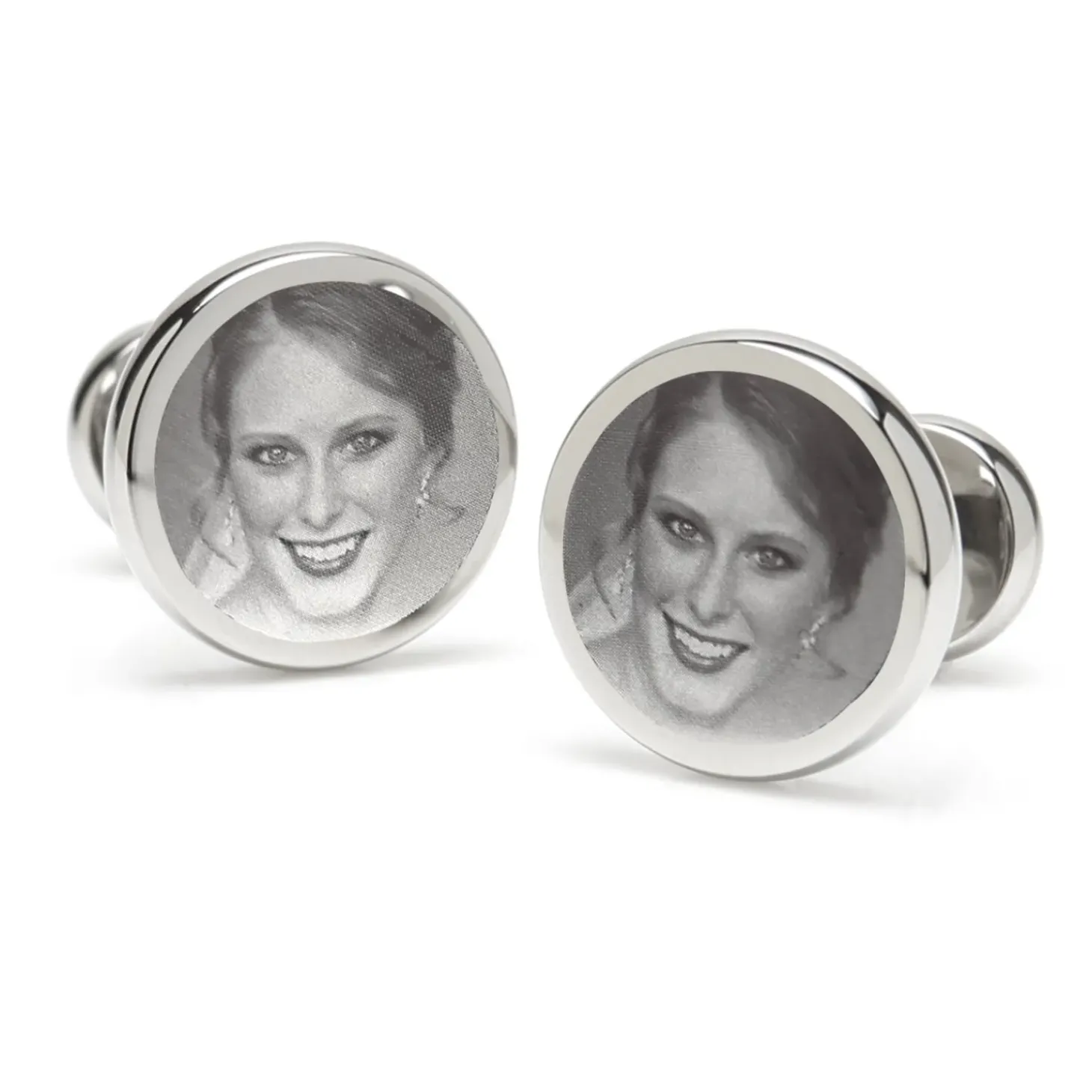 Ox and Bull Trading Co. Custom Engraved Round Photo Cufflinks