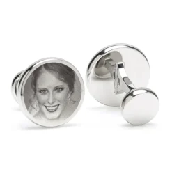 Ox and Bull Trading Co. Custom Engraved Round Photo Cufflinks