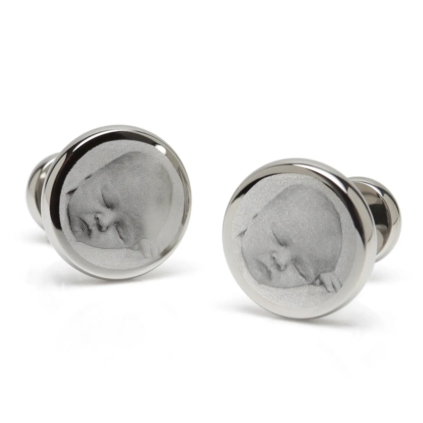Ox and Bull Trading Co. Custom Engraved Round Photo Cufflinks