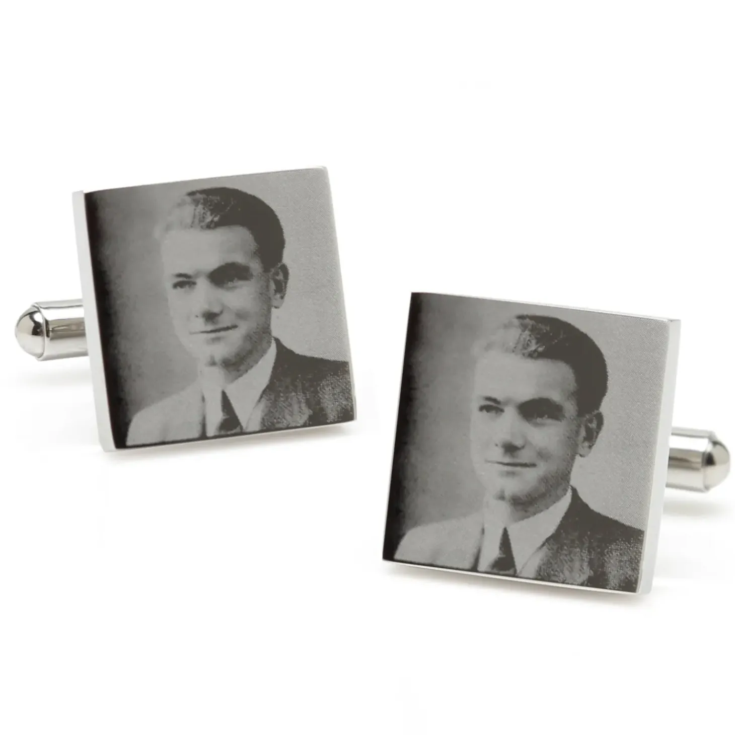 Ox and Bull Trading Co. Custom Engraved Square Photo Cufflinks