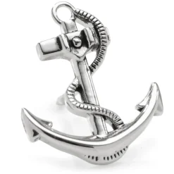Ox and Bull Trading Co. 3D Anchor Sterling Silver Lapel Pin