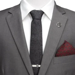 Marvel Deadpool Hidden Paisley Black Silk Men's Tie