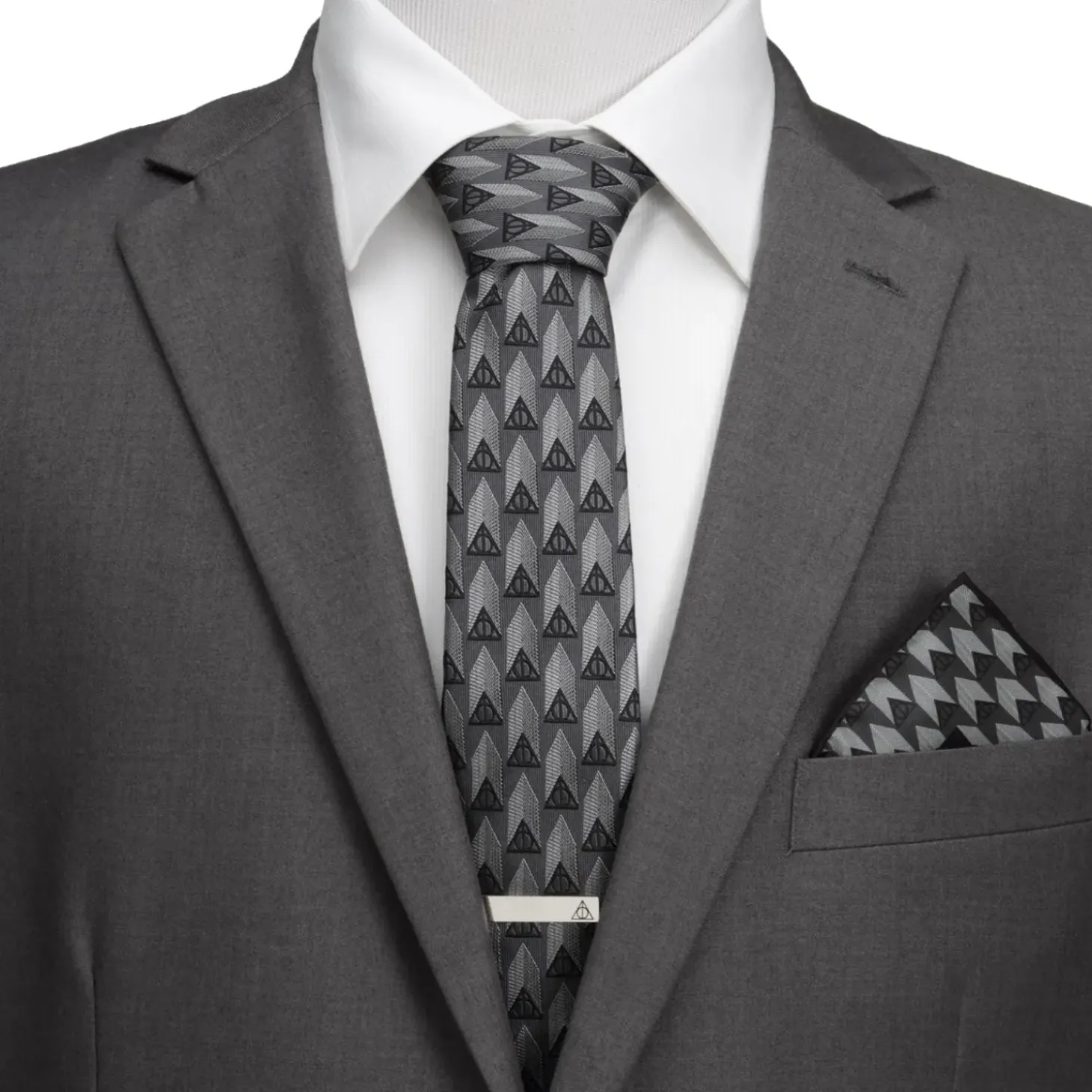 Harry Potter Deathly Hallows Gray Silk Men's Tie
