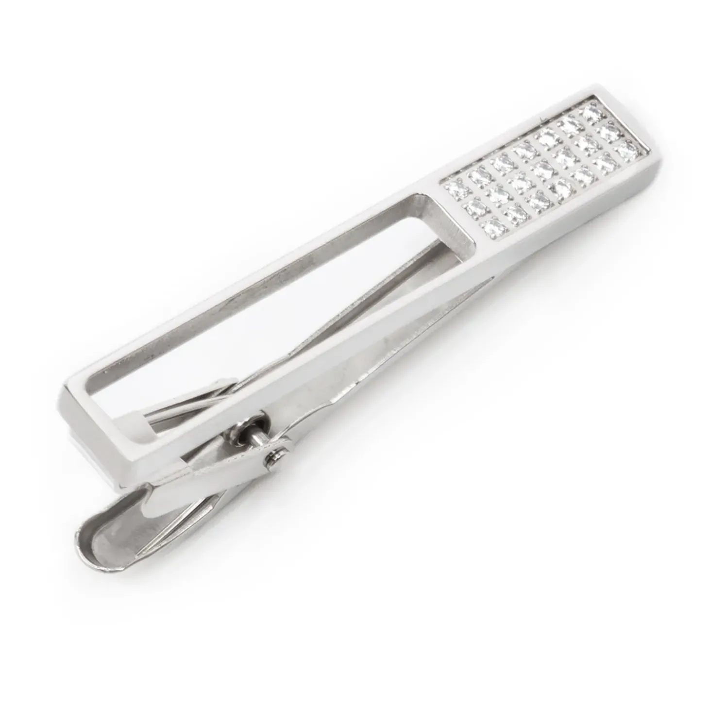 Ox and Bull Trading Co. Die Cut Crystal Stainless Steel Tie Clip