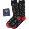 Disney Donald Patterned Black Sock and Mickey Blue Lapel Pin Gift Set