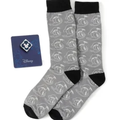 Disney Donald Patterned Gray Sock and Mickey Blue Lapel Pin Gift Set