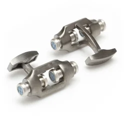 Tateossian Double Bolt Silver Cufflinks in Black Rhodium