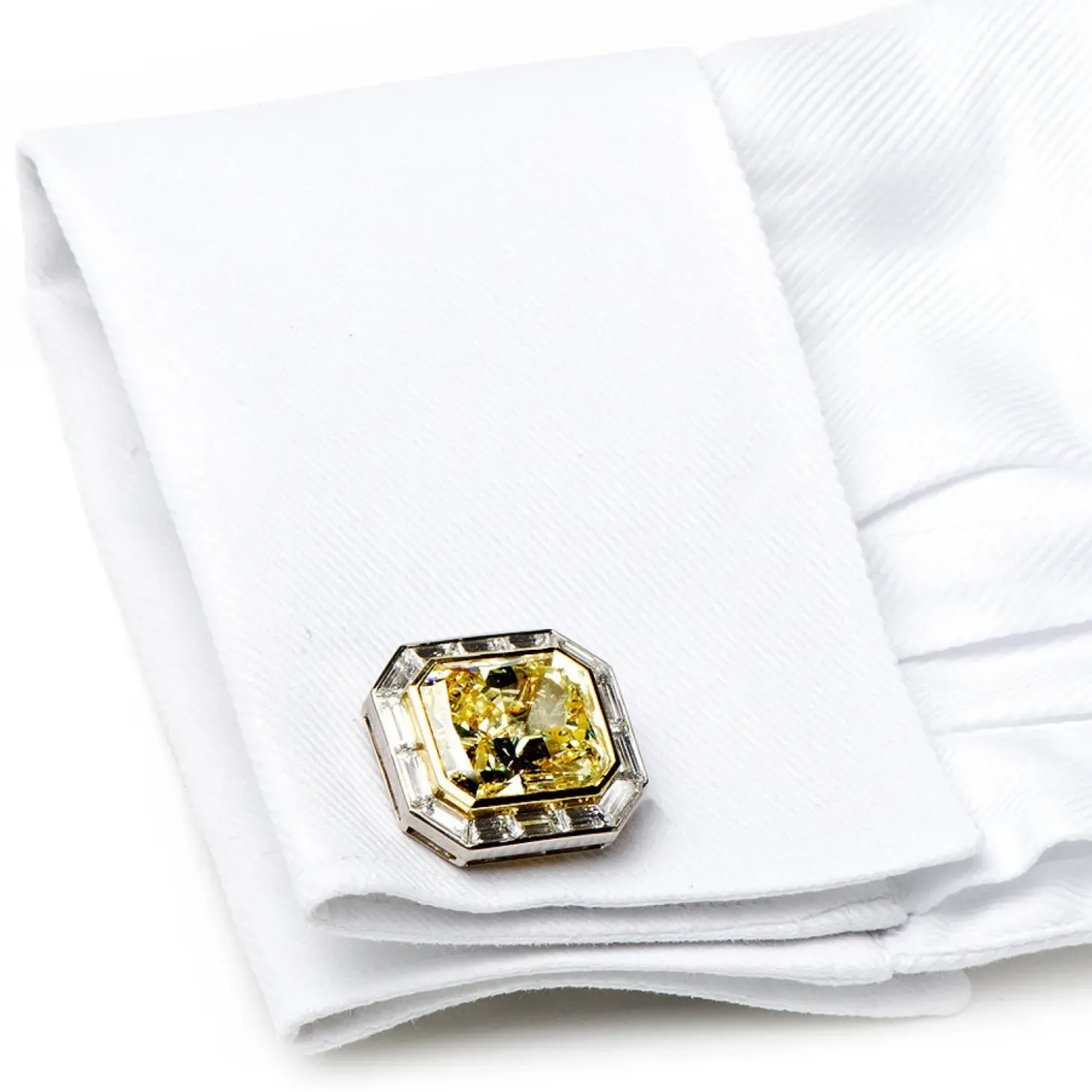 Jacob & Co. Emerald Cut Canary Diamonds Octagon Cufflinks
