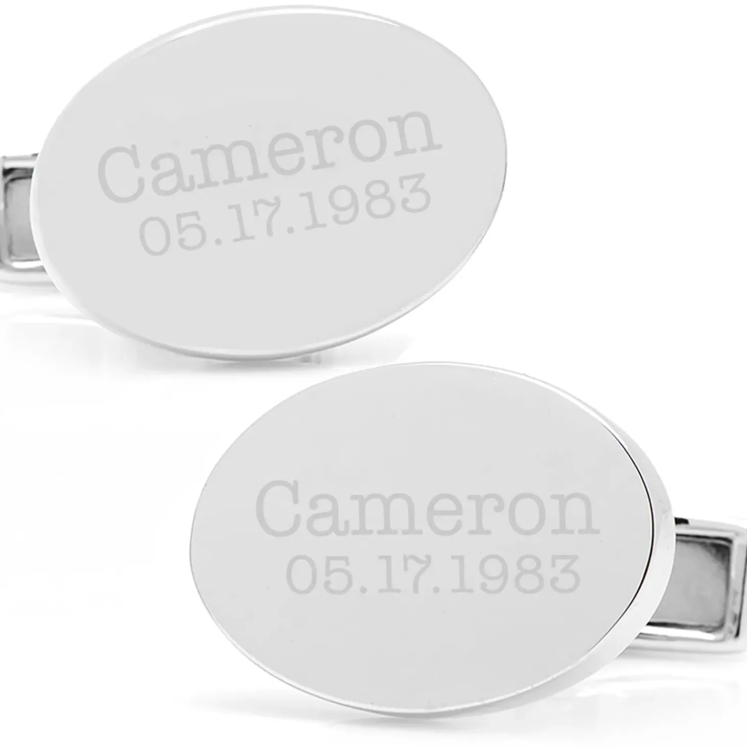 Ox and Bull Trading Co. Engraved Precious Moments Sterling Silver Oval Cufflinks