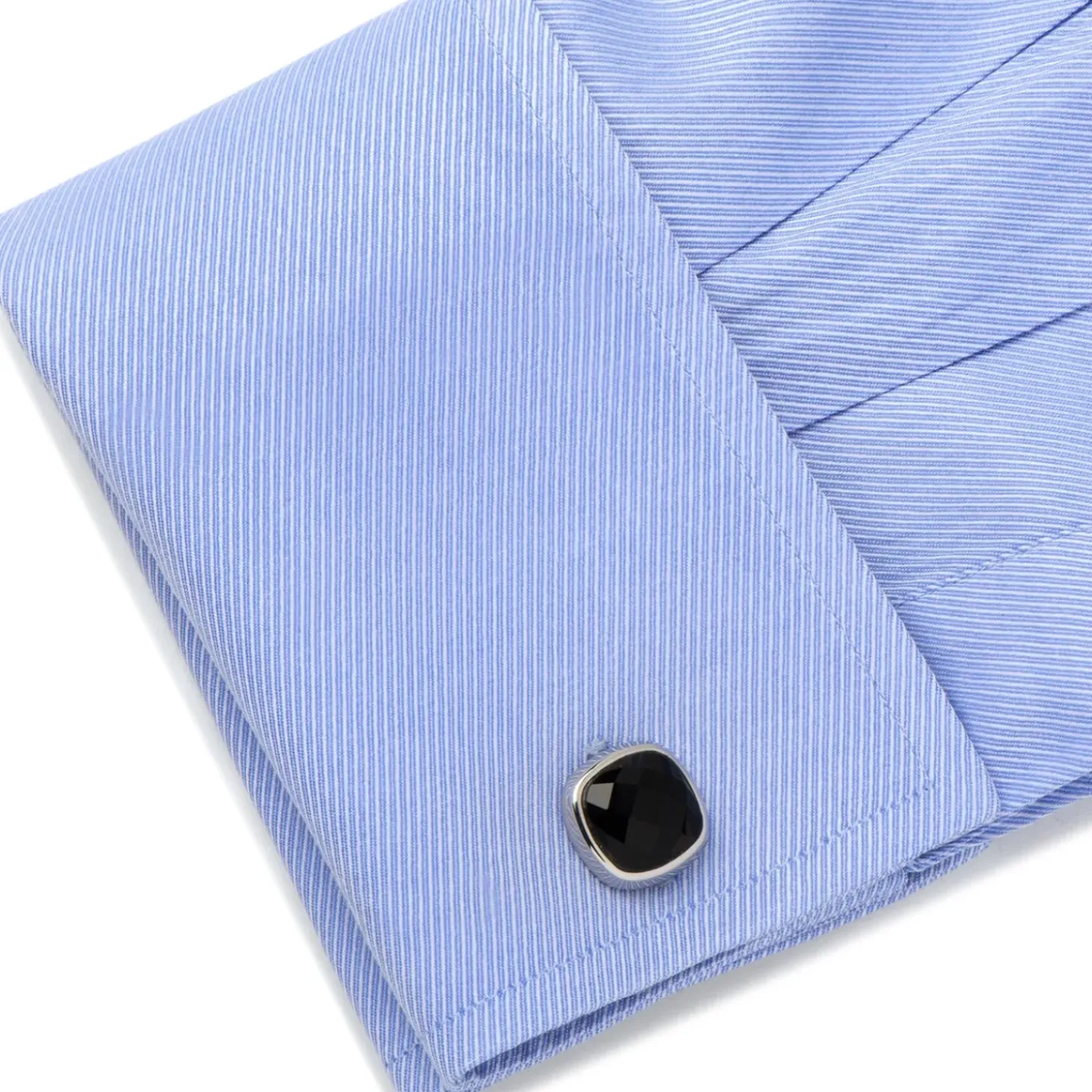Ox and Bull Trading Co. Faceted Onyx Cushion Stainless Steel Stud Set