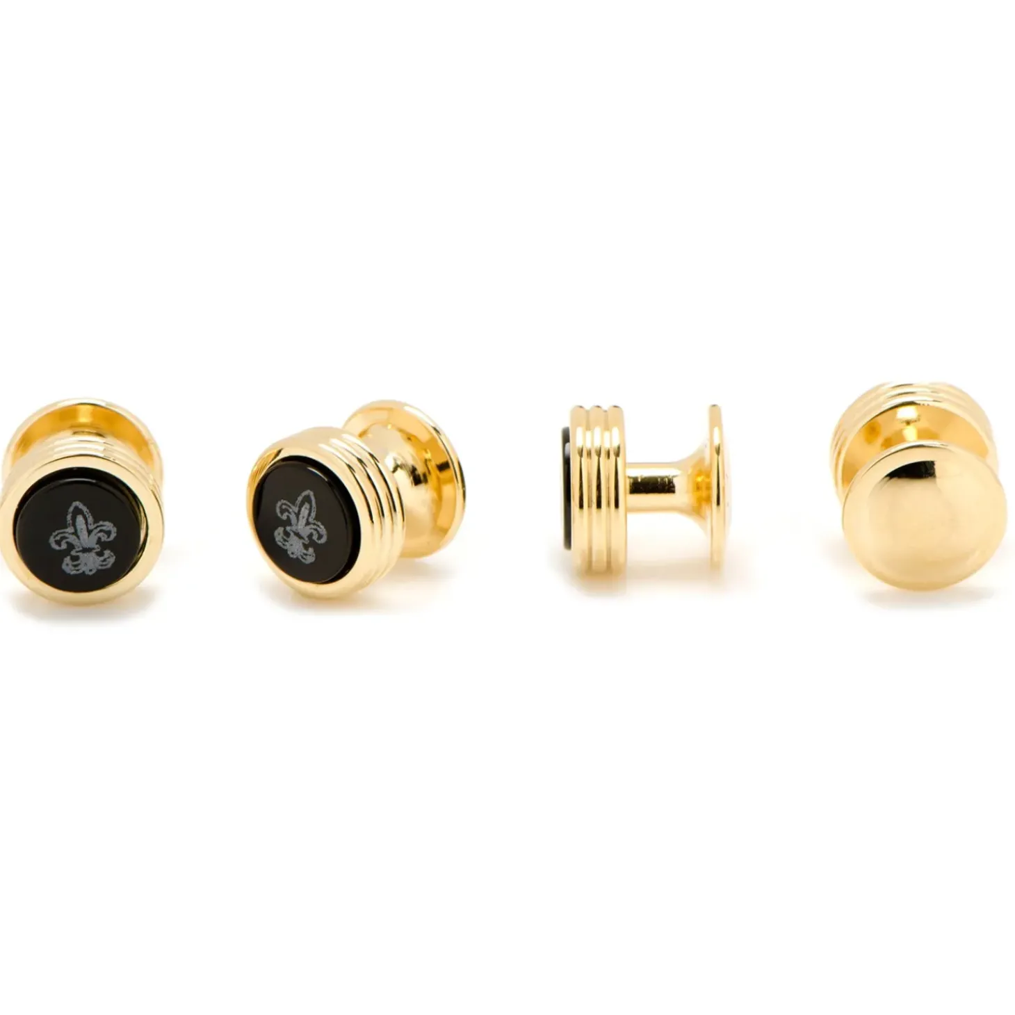 JJ Weston Fleur de Lis Engraved Onyx Stud Set