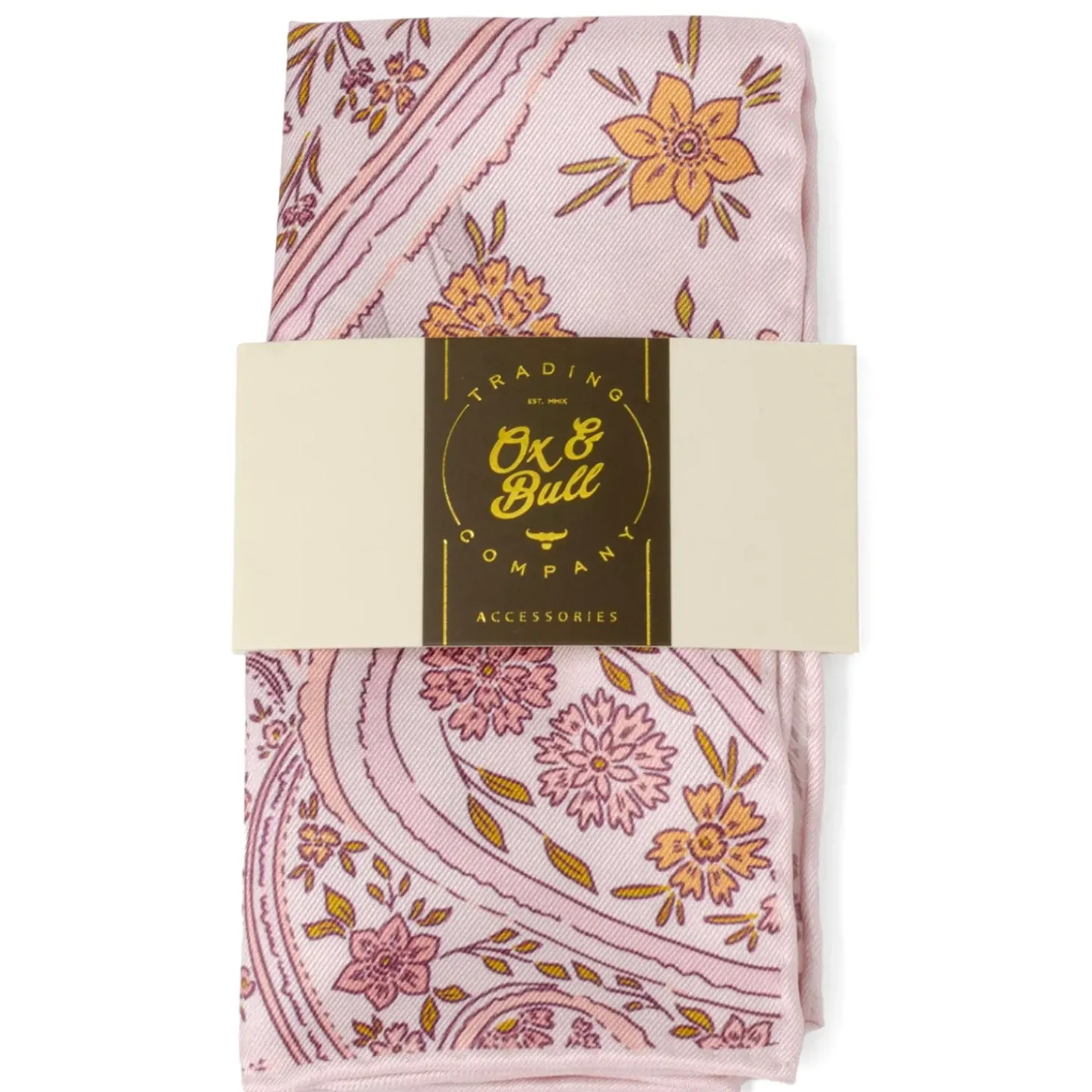 Ox and Bull Trading Co. Floral Blush Paisley Pocket Square