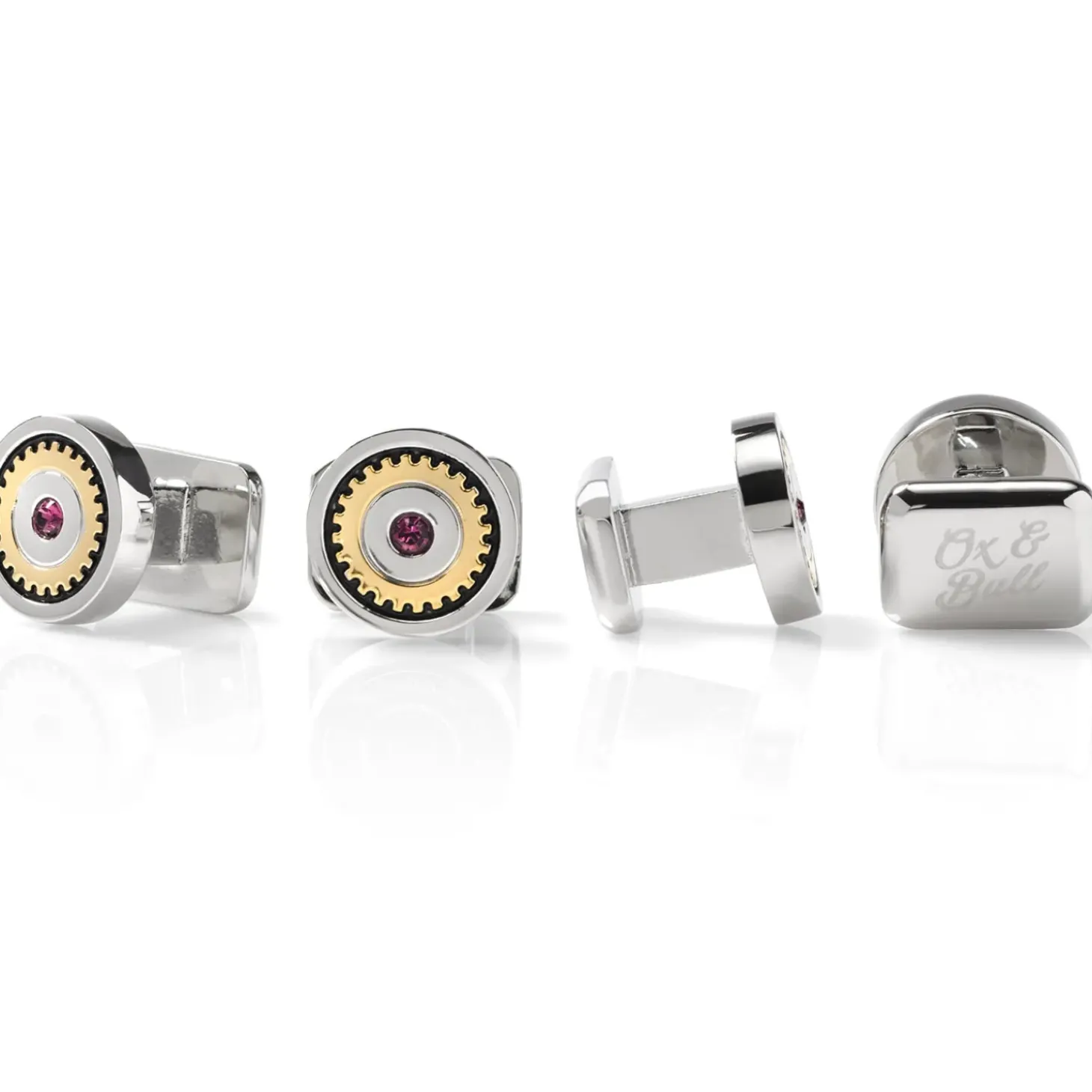 Ox and Bull Trading Co. Gear Amethyst Stone Studs