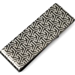 Ox and Bull Trading Co. Geometric Tiled Stainless Steel Gunmetal Engravable Money Clip