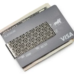 Ox and Bull Trading Co. Geometric Tiled Stainless Steel Gunmetal Engravable Money Clip