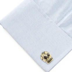 Ox and Bull Trading Co. Gold and Black Day of the Dead Skull Cufflinks