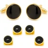 Ox and Bull Trading Co. Gold and Onyx Stud Set