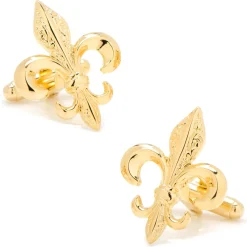 JJ Weston Gold Etched Fleur de Lis Cufflinks