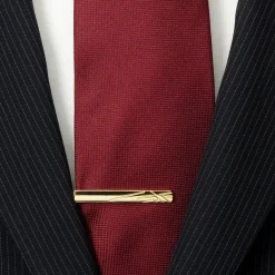 Ox and Bull Trading Co. Gold Etched Lines Tie Clip