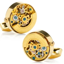 Ox and Bull Trading Co. Gold on Gold Kinetic Watch Movement Cufflinks