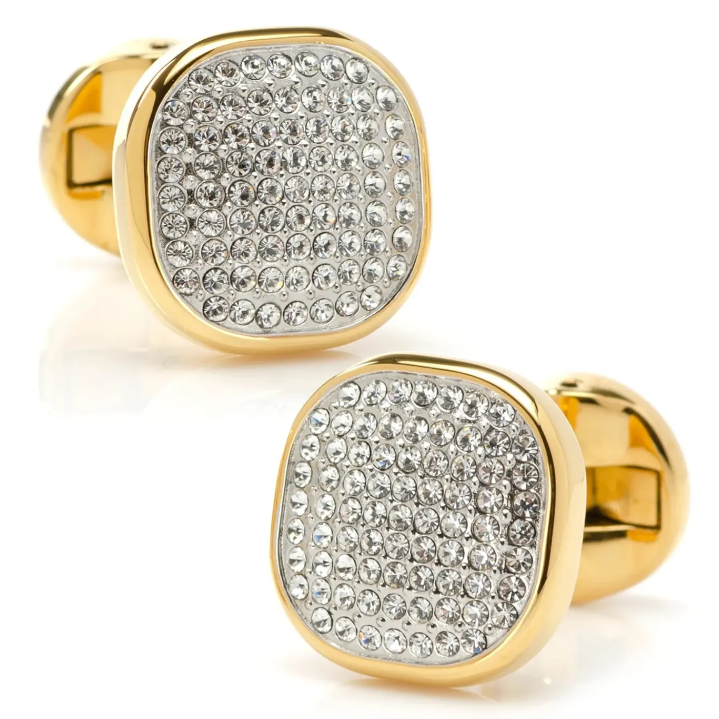 Ox and Bull Trading Co. Gold Stainless Steel White Pave Crystal Stud Set