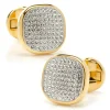 Ox and Bull Trading Co. Gold Stainless Steel White Pave Crystal Cufflinks