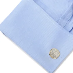 Ox and Bull Trading Co. Gold Stainless Steel White Pave Crystal Cufflinks