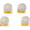 Ox and Bull Trading Co. Gold Stainless Steel White Pave Crystal Studs