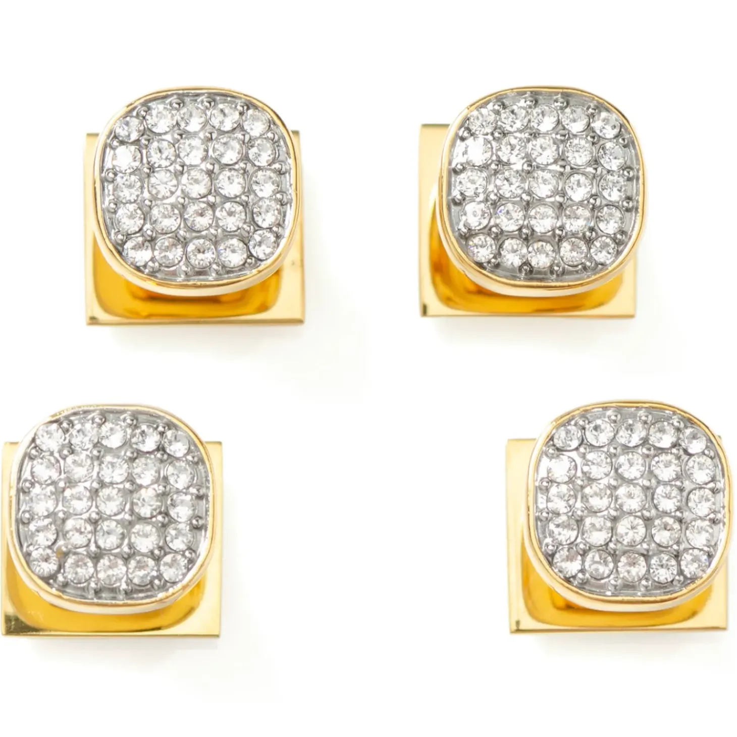 Ox and Bull Trading Co. Gold Stainless Steel White Pave Crystal Studs