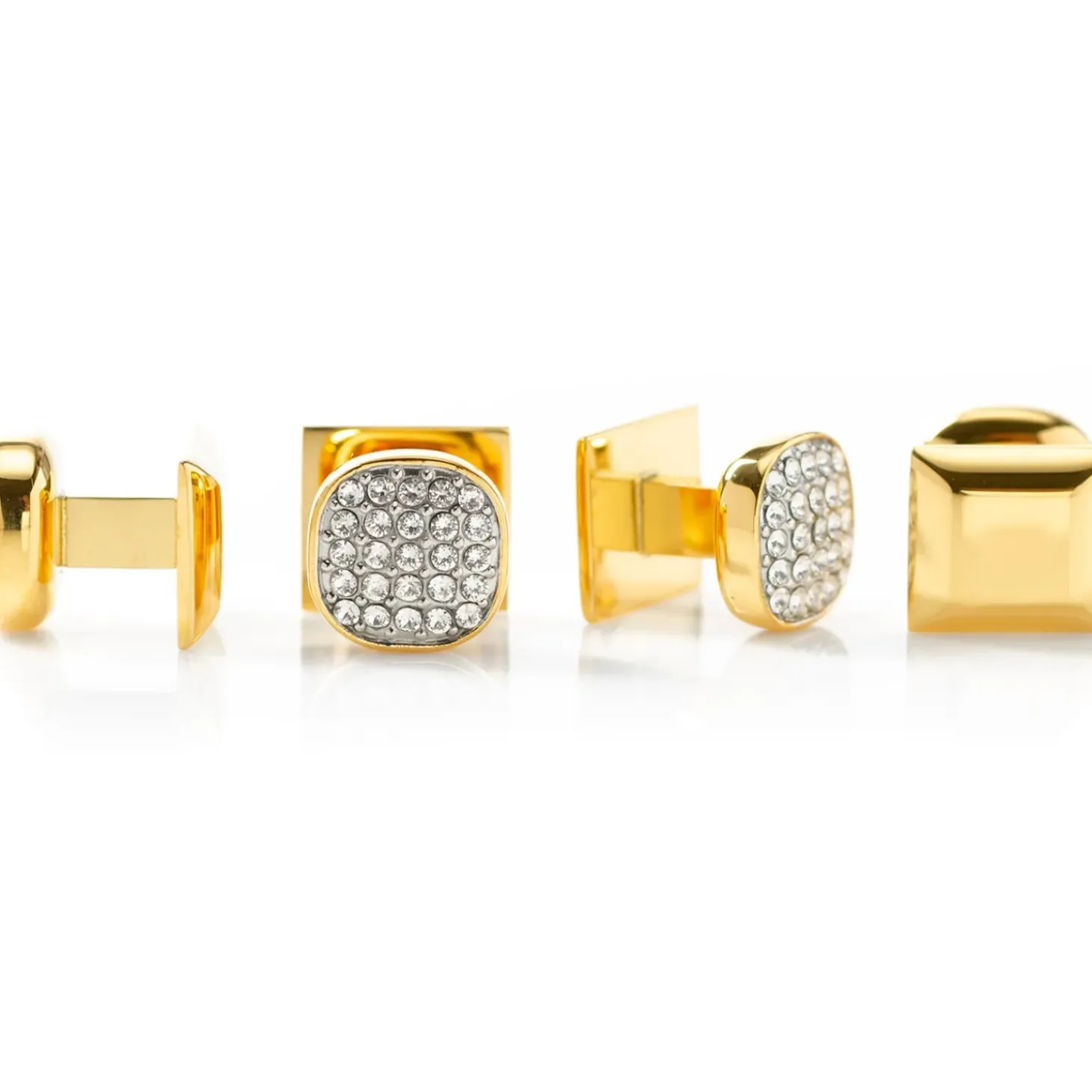 Ox and Bull Trading Co. Gold Stainless Steel White Pave Crystal Studs