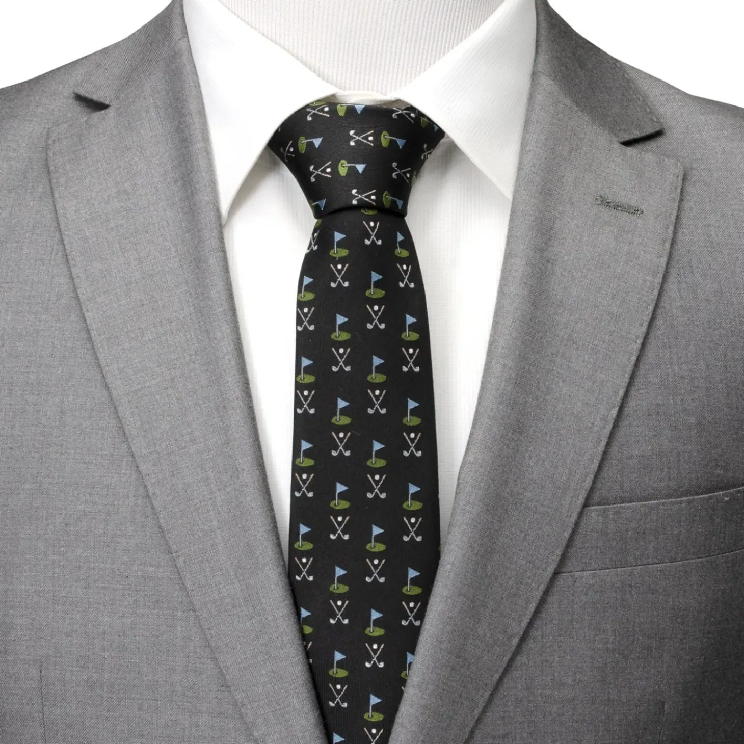 Cufflinks, Inc. Golf Course Black Silk Men's Tie