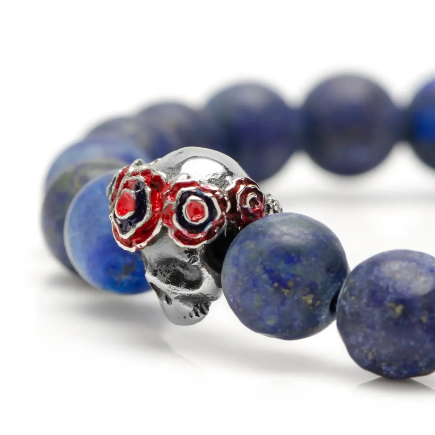 Tateossian Gothic Skull Pop Rubber Bracelet Navy 39cm